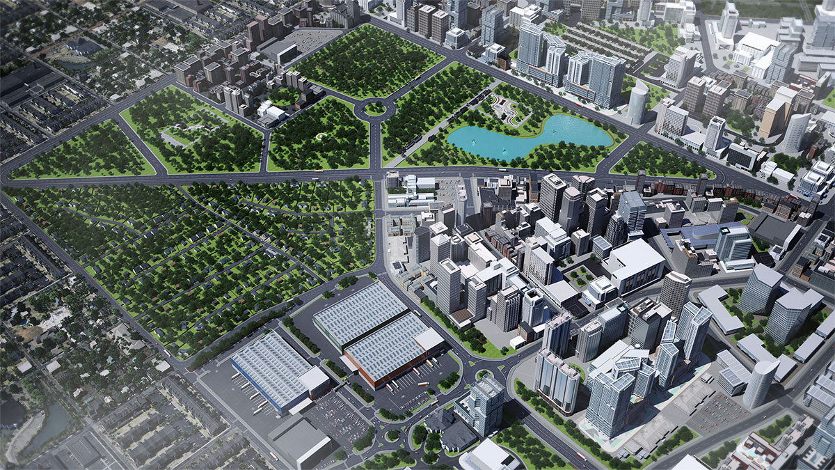 Telensa City Aerial 3D CGI Render